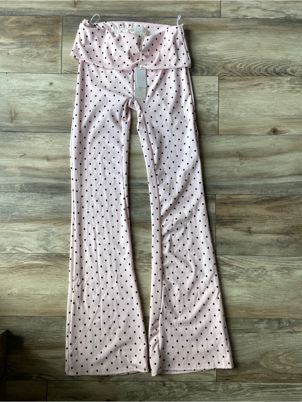 Altar'd State Pink Polka Dot Fold-Over Lounge Pants